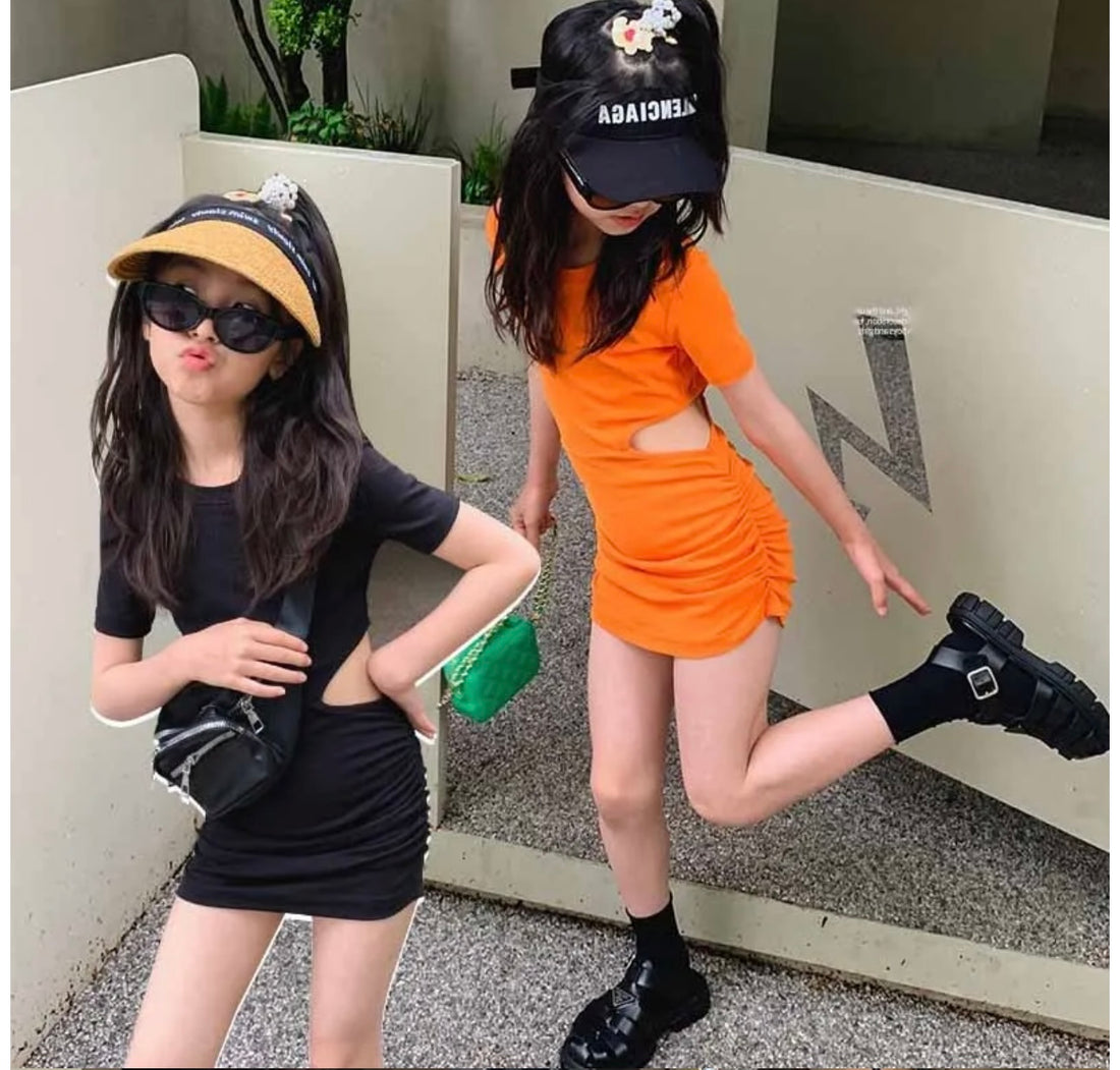 Cut Out Dress (Orange)