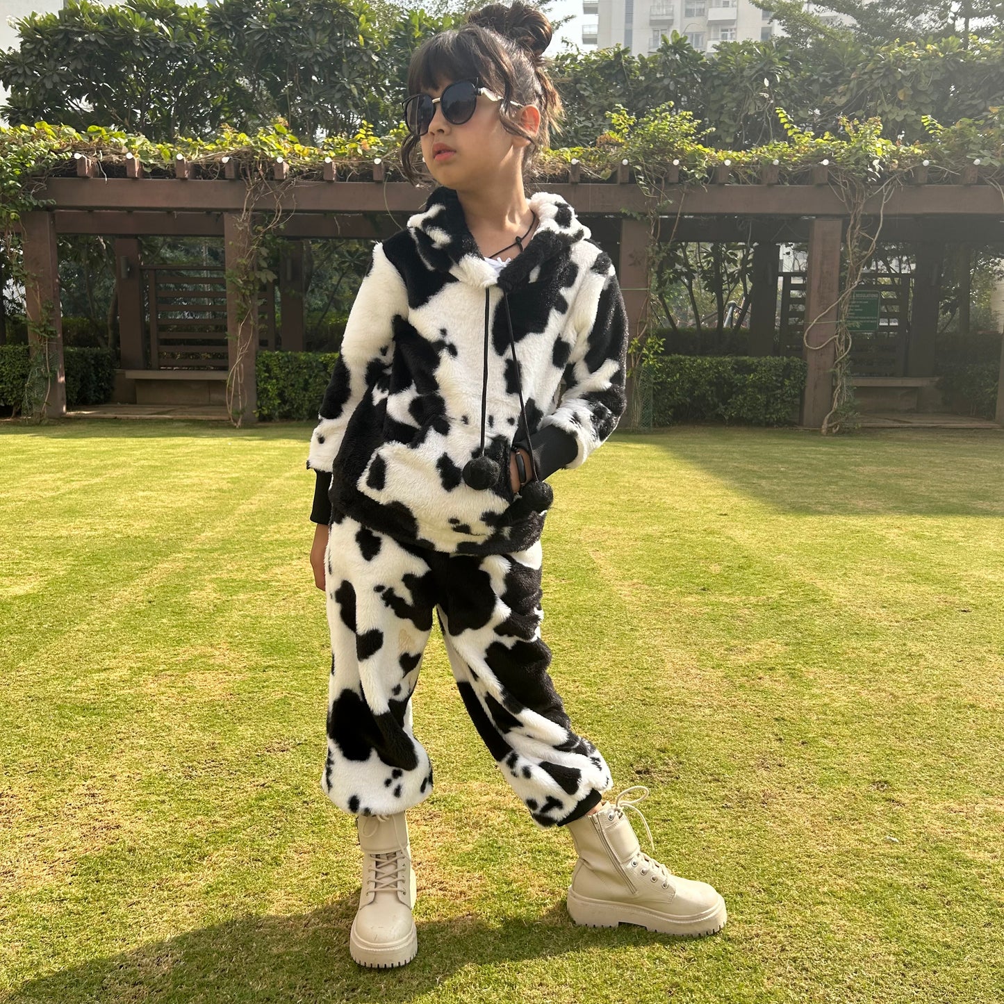 Cow Print Fur Tracksuit