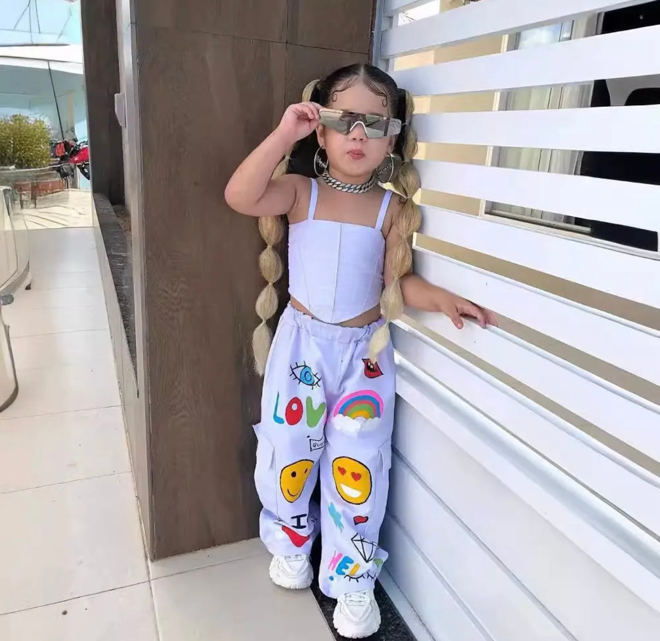 Corset & Cartoon Jogger Set