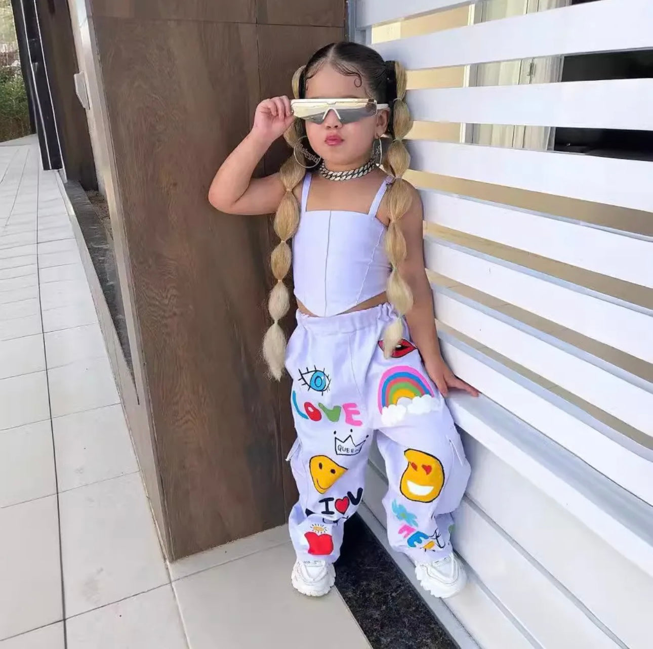 Corset & Cartoon Jogger Set