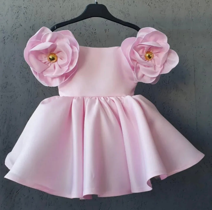 Flower Sleeve Birthday Dress(Pink)