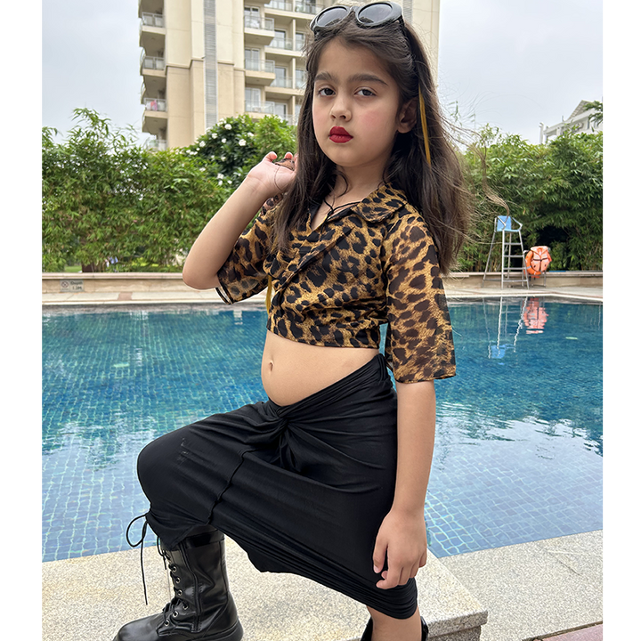 Animal print back knot top