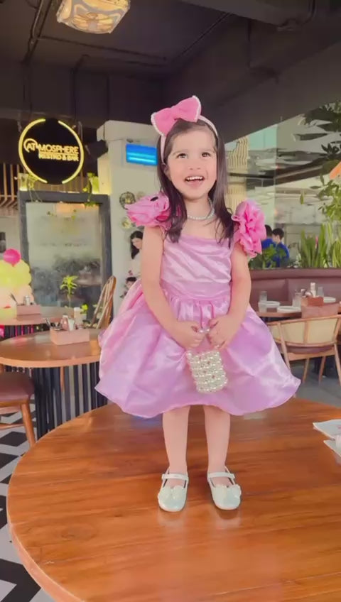 Flower Sleeve Birthday Dress(Pink)